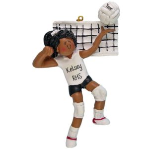Image of Volleyball Player Net And Ball Ornament FEMALE AFRICAN AMERICAN