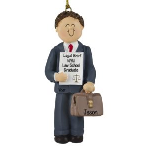 Image of MALE Law School Graduation Ornament BROWN Hair