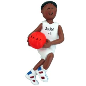 Image of African American MALE Basketball Player Personalized Ornament