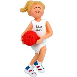 Image of FEMALE BLONDE Basketball Player Personalized Ornament