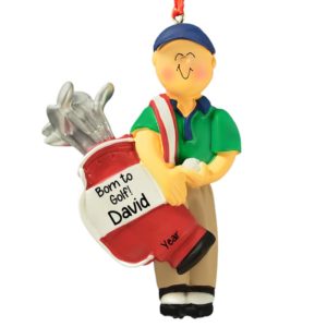 Image of Personalized Male Golfer Carrying Clubs Ornament