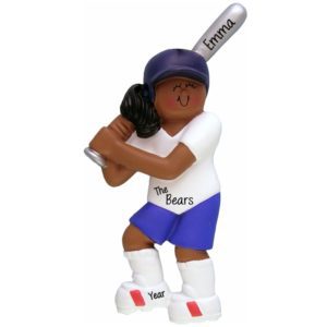 Image of African American Softball Player Holding Bat Personalized Ornament