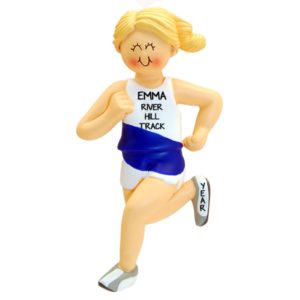 Image of FEMALE BLONDE Track Runner Personalized Ornament