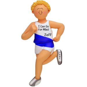 Image of MALE Track Runner Personalized Ornament BLONDE Hair