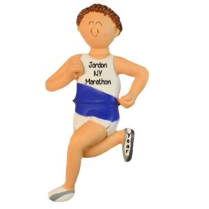 Image of MALE Marathon Runner Personalized Ornament BROWN Hair