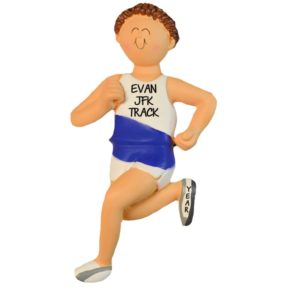 Image of MALE Track Runner Personalized Ornament BROWN Hair