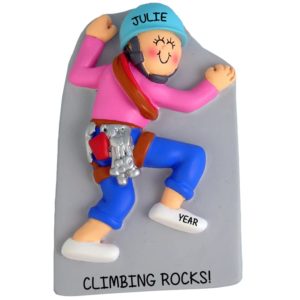 Image of Personalized GIRL Climbing Rocks Ornament