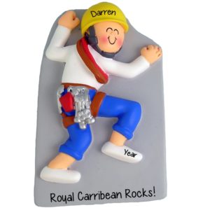 Image of Personalized MALE Rock Climber YELLOW Helmet Ornament