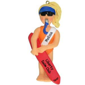 Image of Personalized Girl Lifeguard Whistle In Mouth Ornament BLONDE