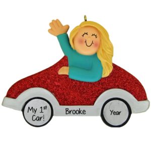 Image of Personalized First Car BLONDE Girl Driver Ornament