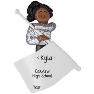 Image of AFRICAN AMERICAN Flag Girl Personalized Christmas Ornament