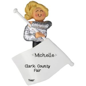 Image of Flag Girl BLONDE Hair Personalized Ornament