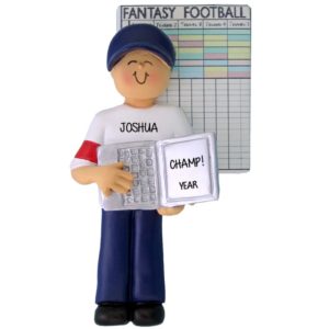Image of Personalize Fantasy Football MALE Holding Computer Ornament