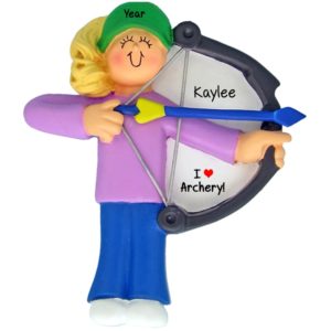 Image of Archery Female BLONDE Christmas Ornament Personalized