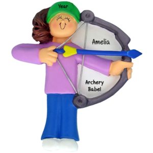 Image of Female BRUNETTE Archery Personalized Ornament