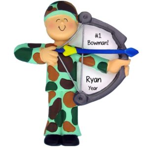 Image of Personalized Hunter With Bow Wearing Fatigues Ornament CAMO