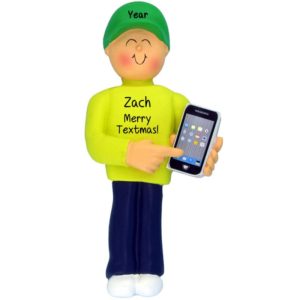 Image of Personalized MALE Holding His Smart Phone Ornament