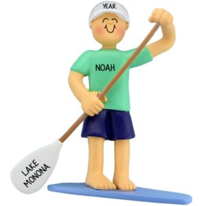 Image of Paddle Boarding BOY Holding Oar Personalized Ornament