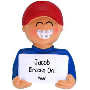 Image of BRACES On BOY Metal Mouth Personalized Ornament