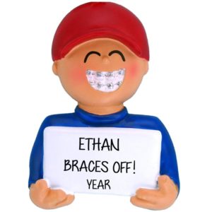 Image of Personalized BRACES Off BOY Christmas Ornament
