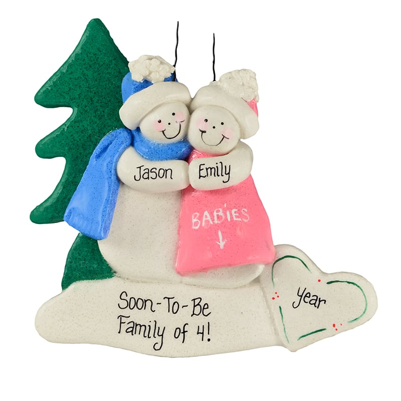 Pregnant Snow Couple Expecting Multiples Ornament DOUGH | Personalized ...