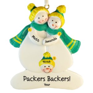 Image of Greenbay Packers Snow Family 3 GREEN & GOLD Ornament
