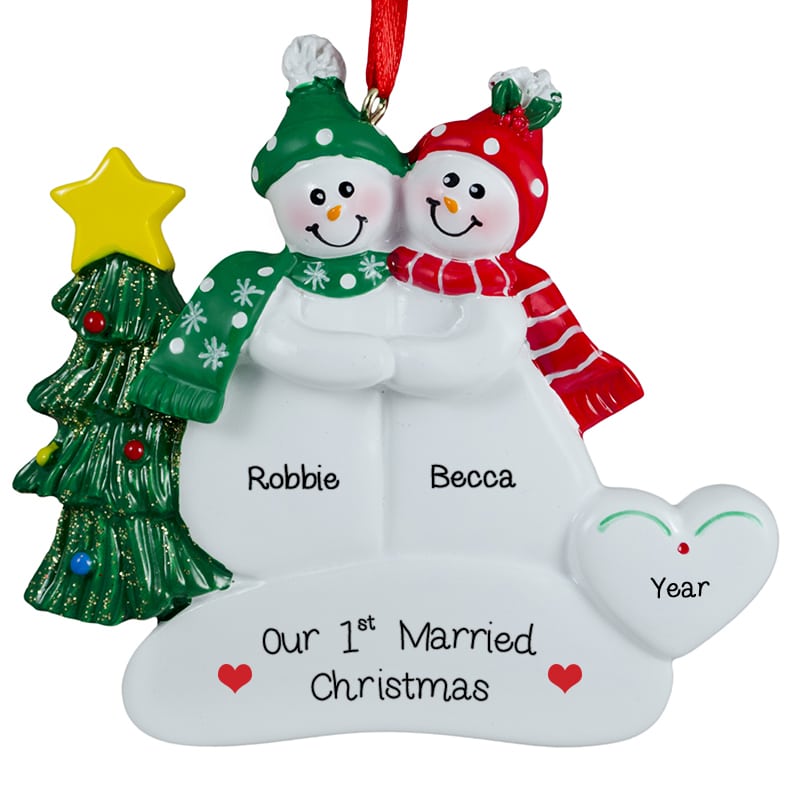 Our 1ST Married Christmas Couple Beside Tree Ornament | Personalized ...