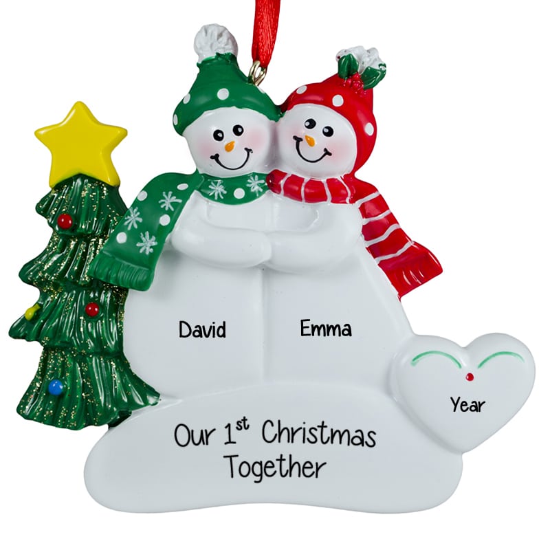 Our 1ST Christmas Together Snow Couple Beside Tree Ornament ...