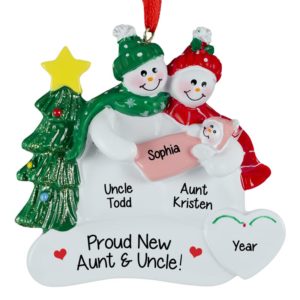 Image of Proud New Aunt & Uncle + Baby GIRL Ornament