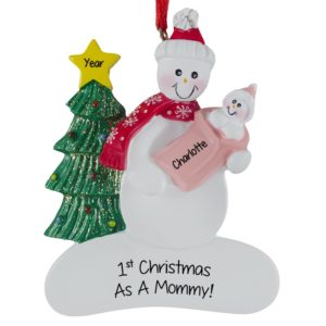 Image of First Christmas As A Mom Snowman + Baby GIRL Ornament