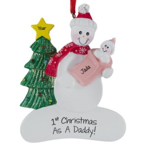 Image of Dad's 1ST Christmas Snowman + Baby GIRL Ornament