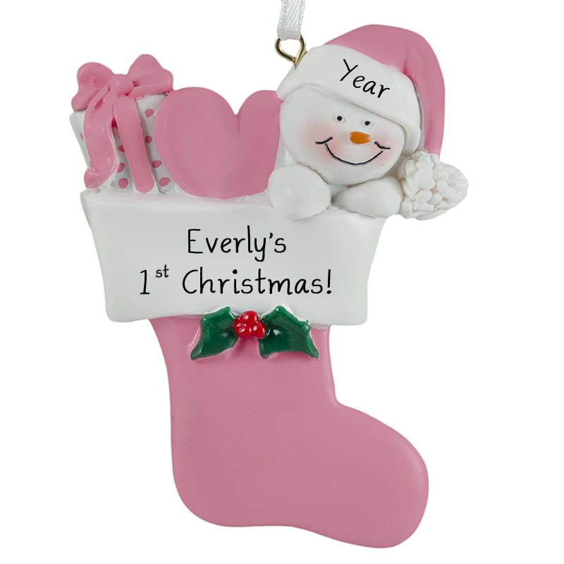Pink Babys 1st First Christmas Stocking Newborn Baby Girl Xmas Gift Present 