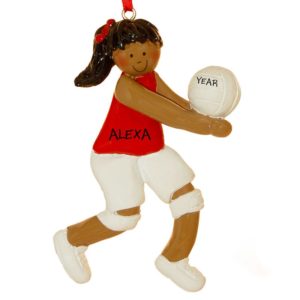 Image of Volleyball Girl Player RED Shirt Personalized Ornament African American