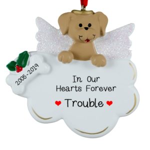 Image of Personalized TAN DOG ANGEL On Cloud Ornament