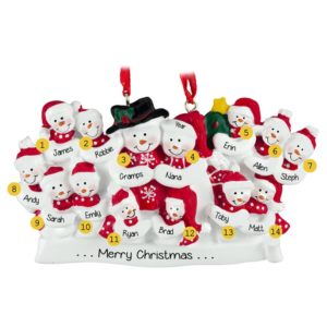 Image of Personalized Snow Family Of 14 Christmas Ornament