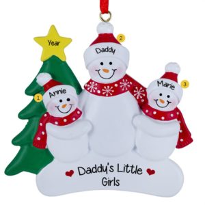 Image of Daddy With His 2 Daughters Snowfamily Ornament