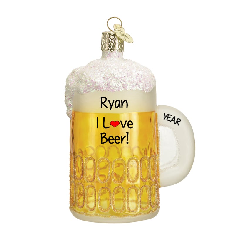 Beer Mug Personalized Christmas Ornament
