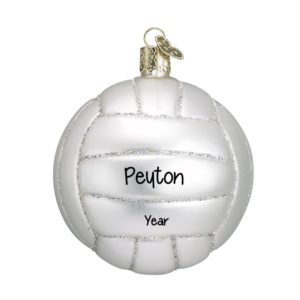 Image of Glass Volleyball Glittered Personalized Christmas Ornament