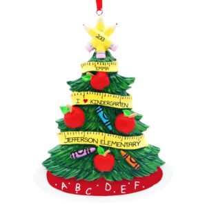 Image of I Love Kindergarten Christmas Tree Personalized Ornament