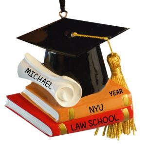 Image of Law School Graduation Cap Books & Real Tassel Ornament