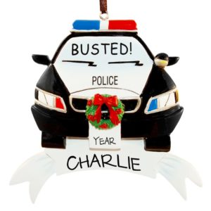 Image of Police Car BUSTED Christmas Ornament