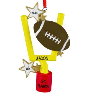 Image of Football, Goal Post & Stars Personalized Ornament
