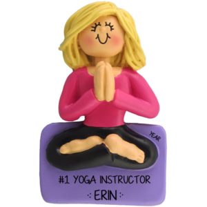Image of Personalized #1 Yoga Instructor Female BLONDE Ornament