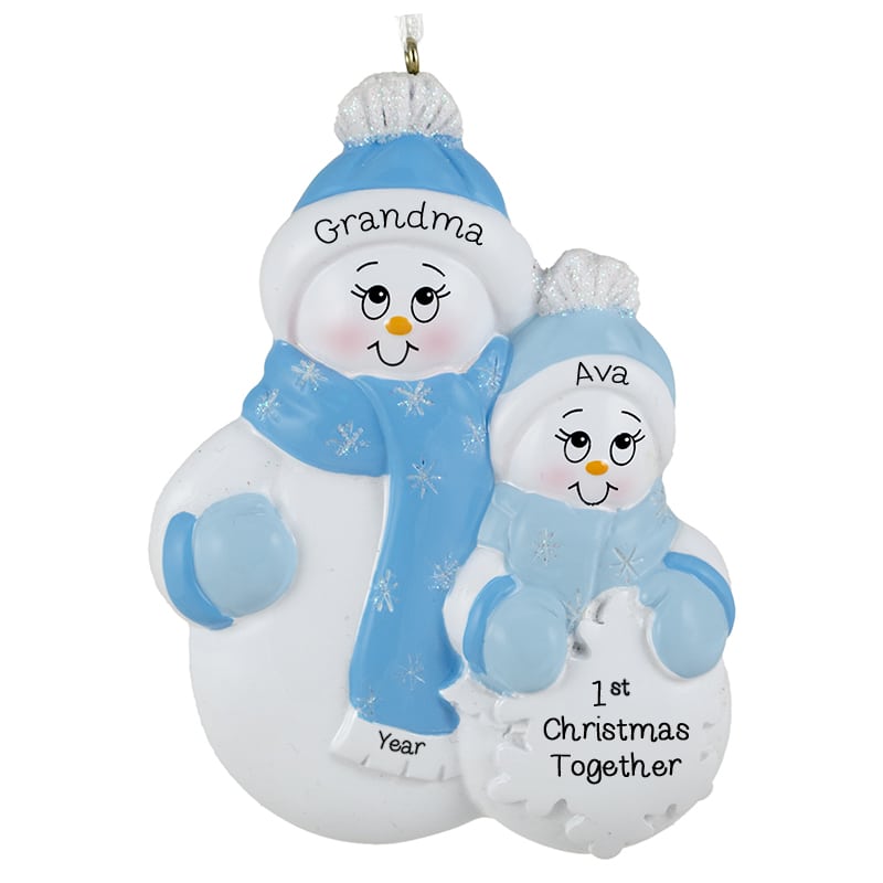 BLUE HAT SNOWMAN Ornament U CHOOSE NAME & YEAR Personalized Christmas Kids 