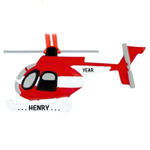 Image of Helicopter RED Personalized Christmas Ornament