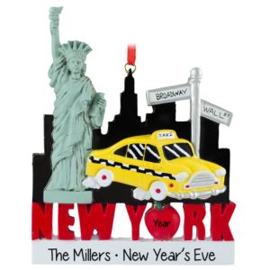 Image of Personalized New York Taxi Cab & Statue Of Liberty Ornament
