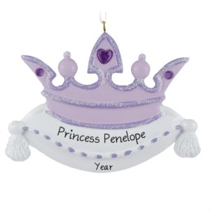 Image of Personalized PURPLE Princess Crown Glittered Ornament