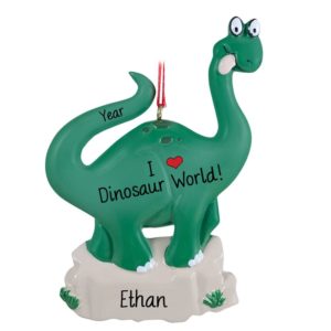 Image of I Love DINOSAUR World Personalized GREEN Ornament