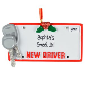Image of Sweet 16 Driver's License With Glittered Keys Ornament