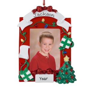 Image of Personalized Christmas Photo Frame Ornament Easel Back
